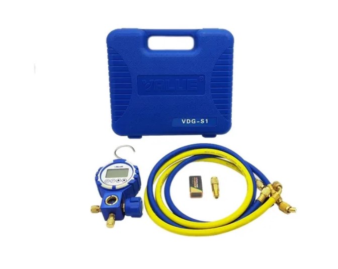 Maletín Value con manifold simple digital R410 R134 R404 R407 y mangueras