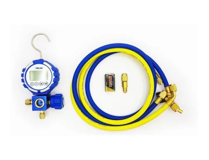 Maletín Value con manifold simple digital R410 R134 R404 R407 y mangueras