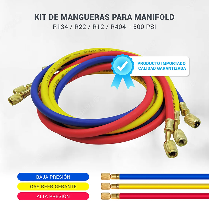 Juego De Mangueras Manifold R22 R134 R12 Refrigeracion 150cm