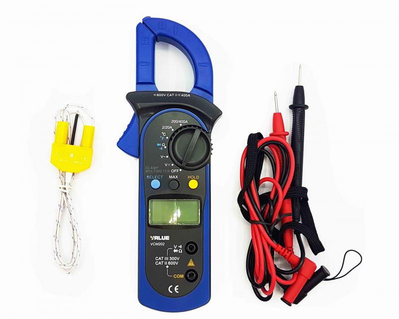 Pinza amperométrica Value con tester y termómeetro