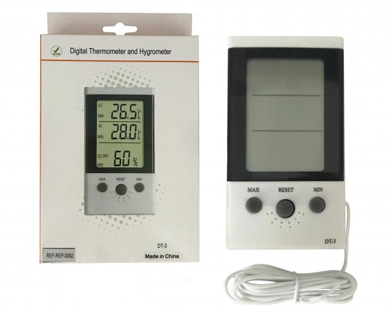 Termómetro digital para refrigeración 2 temperaturas + sensor de humedad DT-3