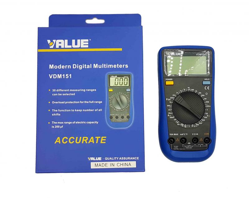 Multímetro capacímetro digital Value VDM-151