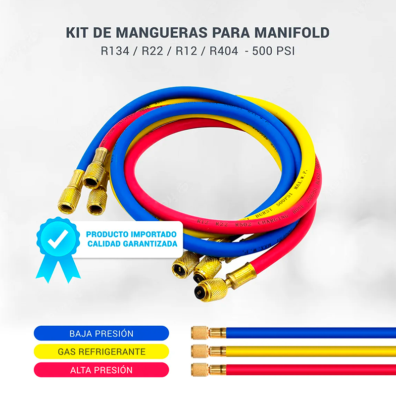 Juego De Mangueras De Carga Refrigeracion Aire Ac 90cm R22