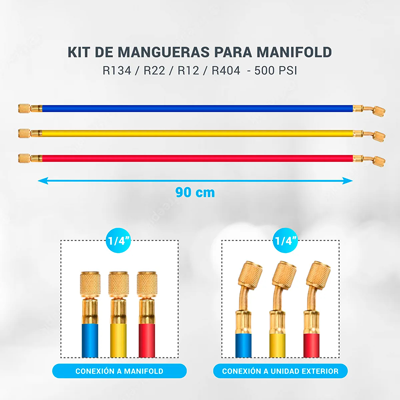 Juego De Mangueras De Carga Refrigeracion Aire Ac 90cm R22