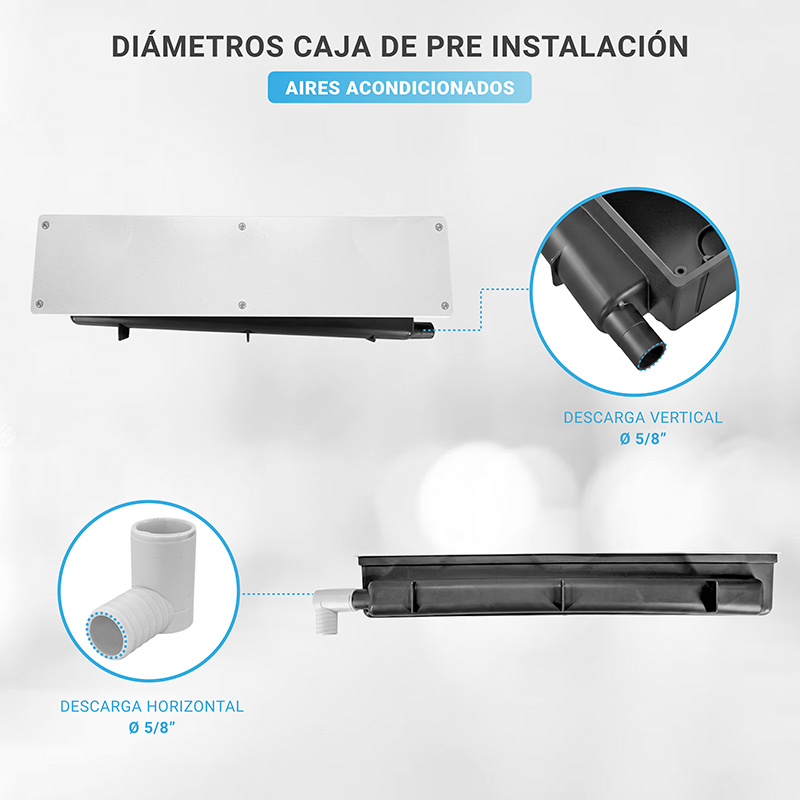 Caja de preinstalación de aire acondicionado para embutir horizontal o vertical