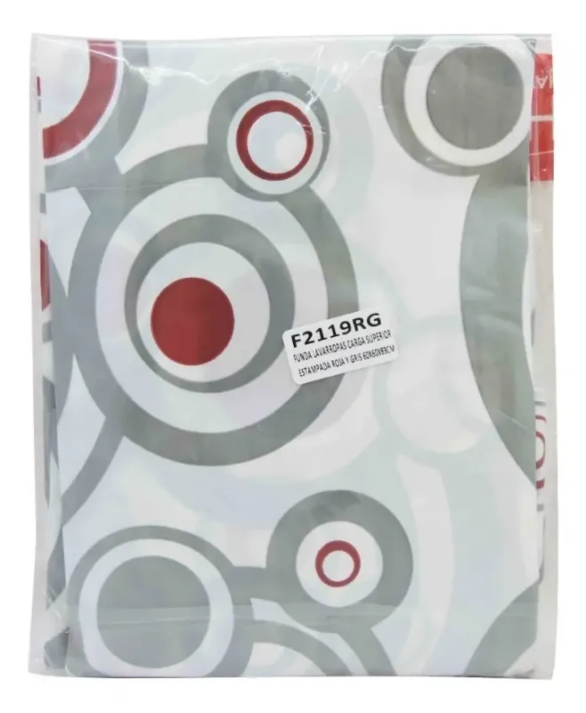 Funda estampada roja y gris para lavarropas de carga superior 60 x 60 x 83 cm