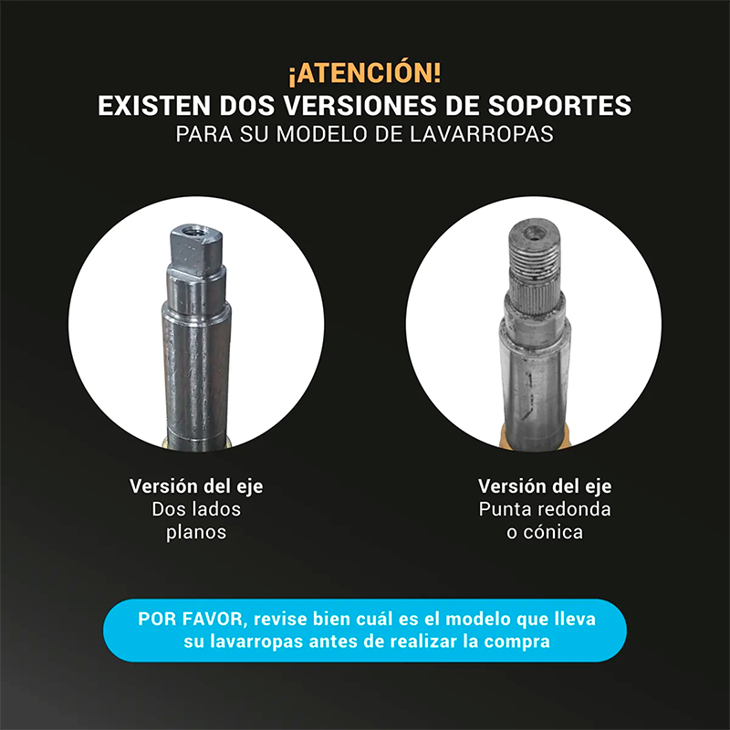 Kit de soporte, tornillos, retén y rulemanes para lavarropas Whirlpool y Drean