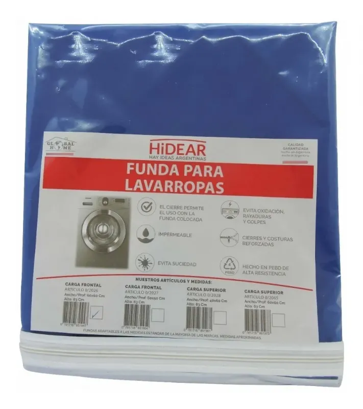 Funda estampada azul para lavarropas de carga frontal 60 x 60 x 83 cm