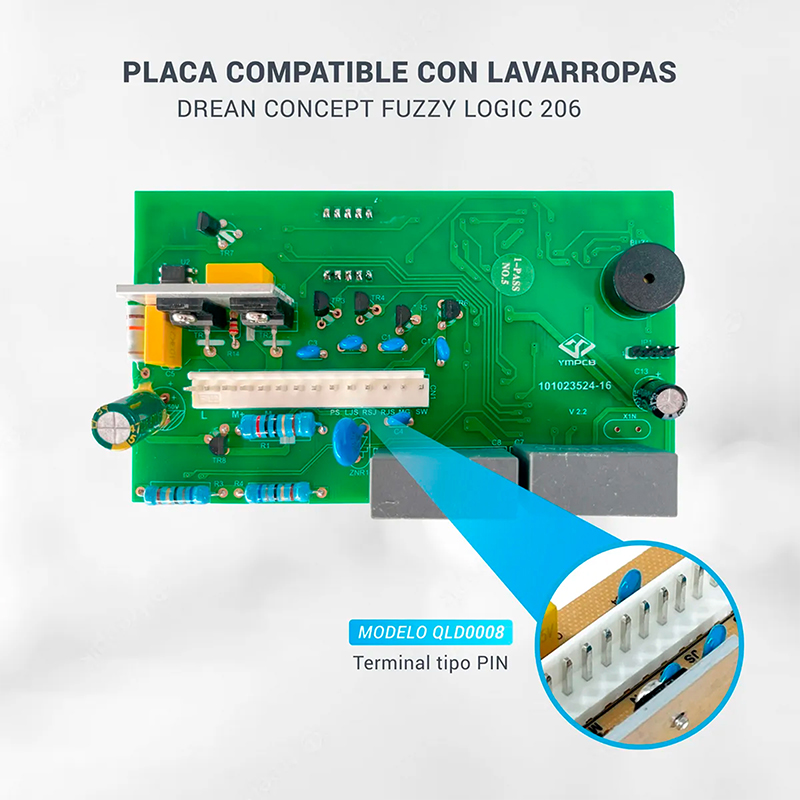 Plaqueta Compatible Lavarropas Drean Fuzzy Logic 206 Display