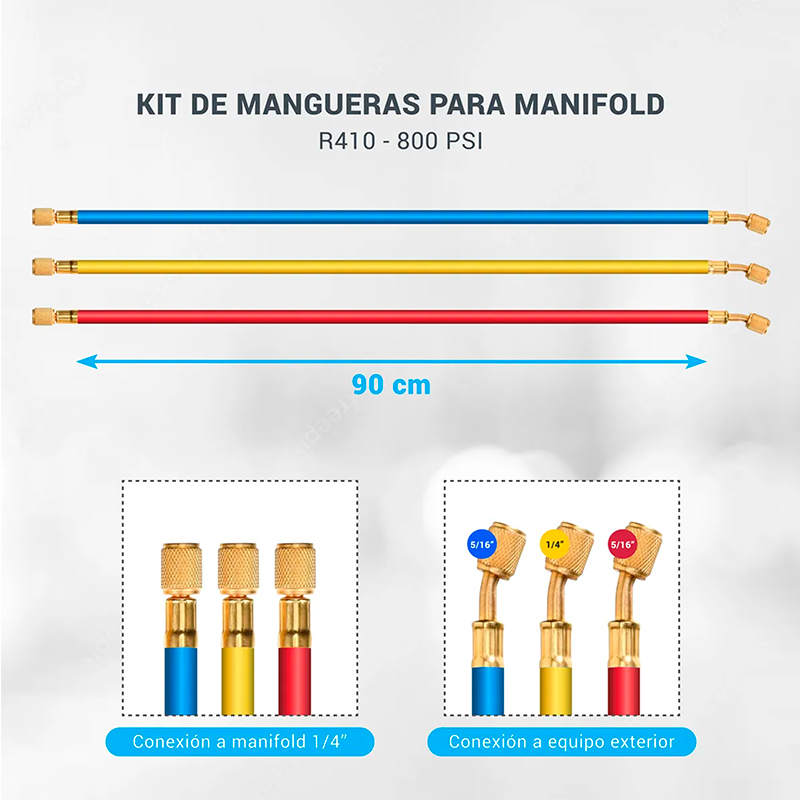 Juego De Mangueras Para Manifold R410 90cm 800psi
