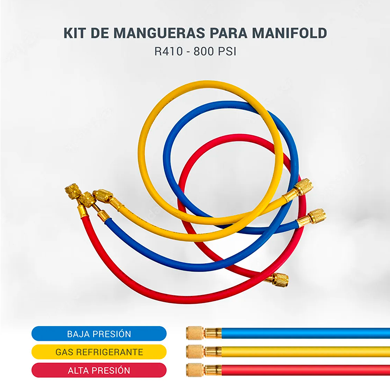 Juego De Mangueras Para Manifold R410 90cm 800psi