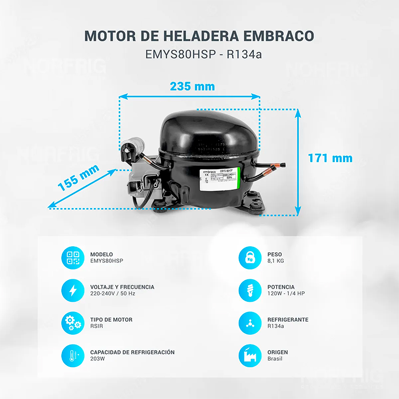 Motor Compresor Embraco 1/4 R134a Emys80hsp Original