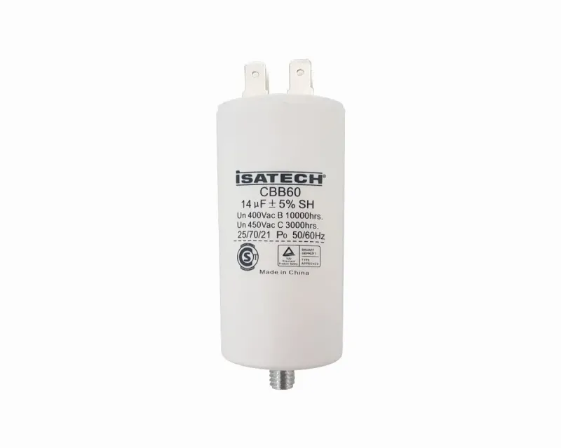 Capacitor de marcha con tornillo 14 MF Isatech para lavarropas