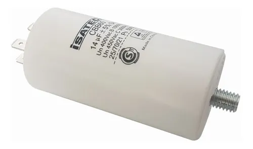 Capacitor de marcha con tornillo 14 MF Isatech para lavarropas