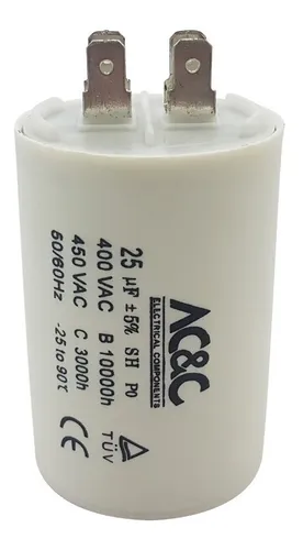 Capacitor de marcha 25 MF AC&C para lavarropas