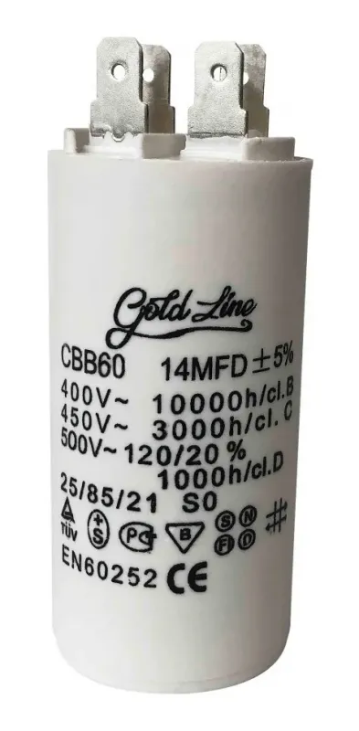 Capacitor de marcha 14 MF para lavarropas