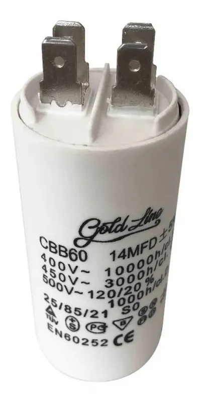 Capacitor de marcha 14 MF para lavarropas