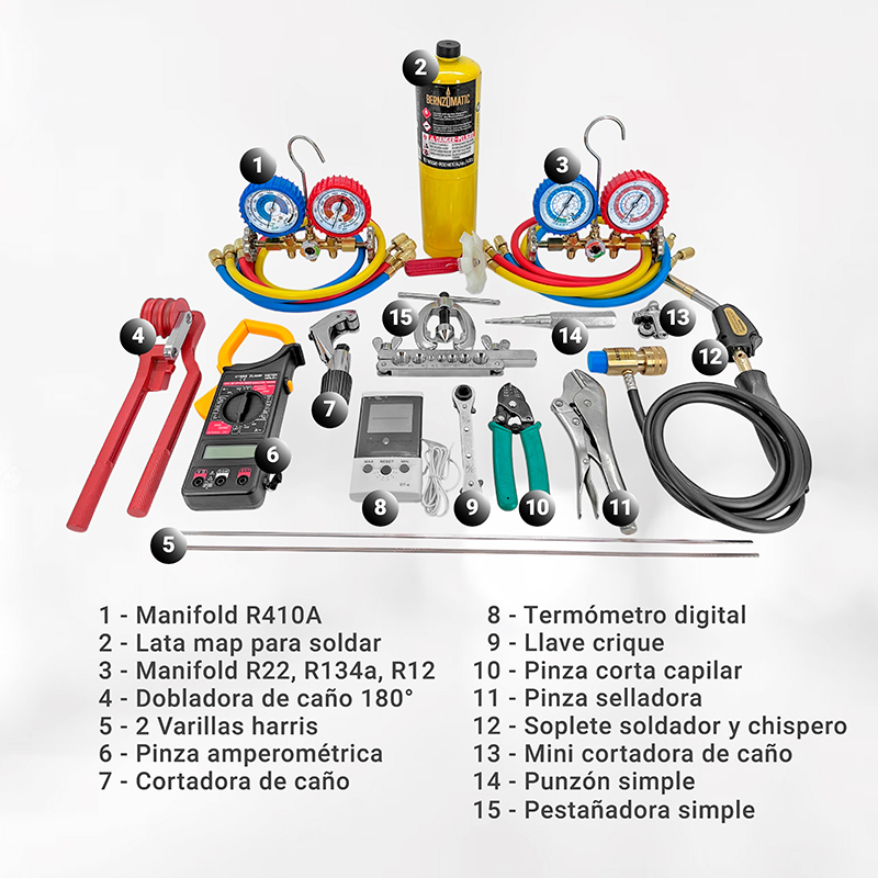 Kit de herramientas N° 1 Refrigeración + Kit Soldador