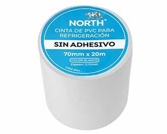 Cinta pvc sin adhesivo para refrigeración 70mm x 20mtros blanca North