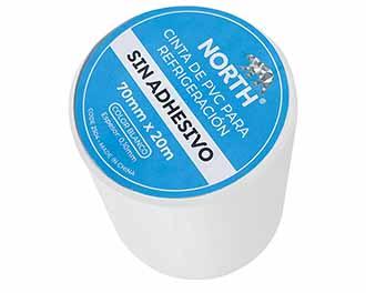 Cinta pvc sin adhesivo para refrigeración 70mm x 20mtros blanca North
