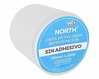 Cinta pvc sin adhesivo para refrigeración 70mm x 20mtros blanca North