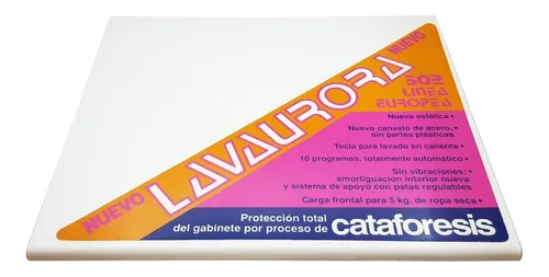 Tapa superior lavarropas Aurora 5502 5508 5516