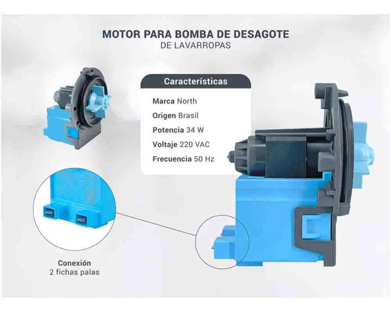 Motor bomba desagote North para lavarropas