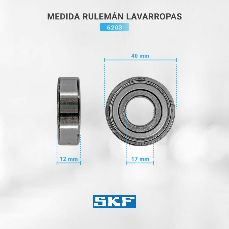Kit rulemanes para lavarropas Drean, Aurora, Whirlpool, Bosch 6203 6203 SKF