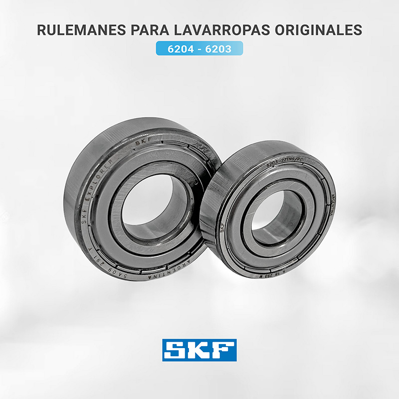 Kit rulemanes lavarropas Drean Blue, Whirlpool, Aurora, Eslabón de lujo 6203 6204 SKF