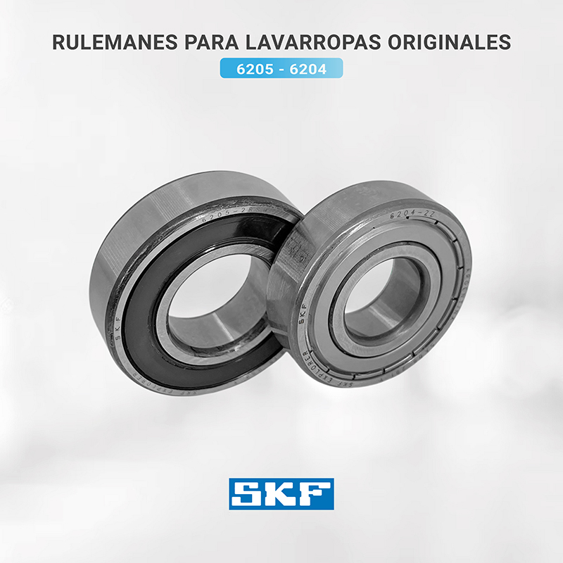 Kit rulemanes para lavarropas Drean Blue 8.12 Whirlpool WFE81 6204 6205 SKF