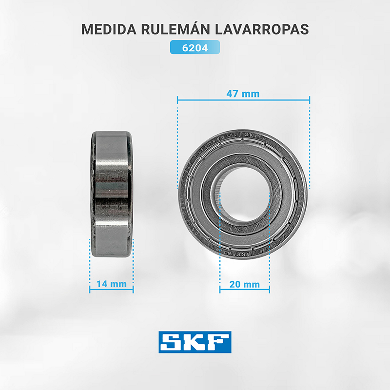 Kit rulemanes para lavarropas Drean Blue 8.12 Whirlpool WFE81 6204 6205 SKF