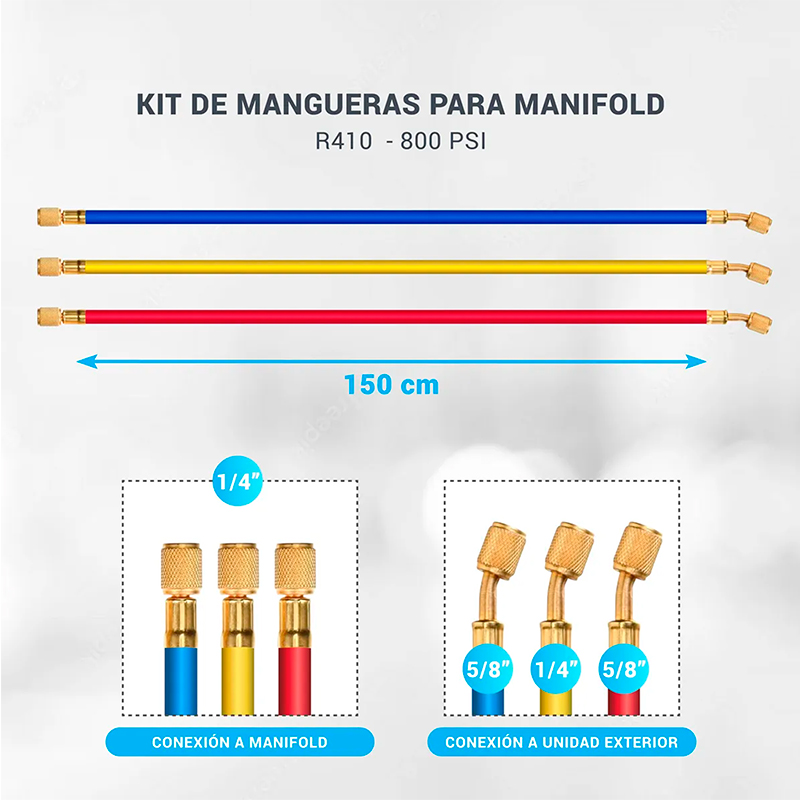 Juego De Mangueras Para Manifold R410 Refrigeracion 150cm