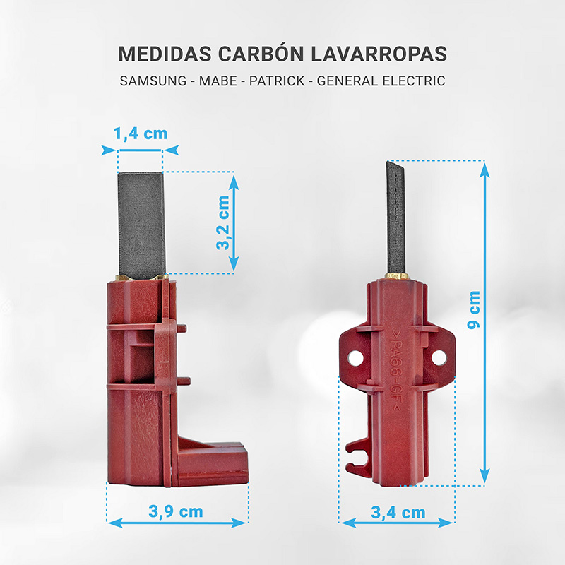 Juego de carbones original de lavarropas Samsung + Portacarbones