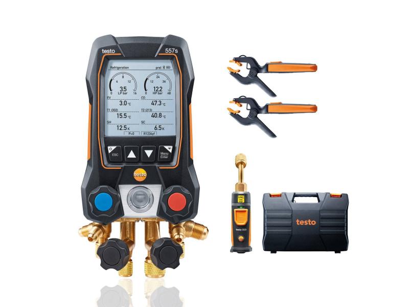 Kit Smart de vacío Testo 557S + 2 termómetro de pinza inalámbricos + sonda inalámbrica de vacío Testo 552i c/ maletín