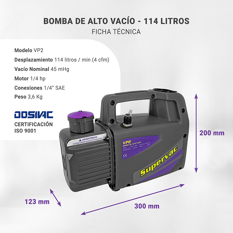 Bomba de Vacío Supervac 114l Con Vacuometro