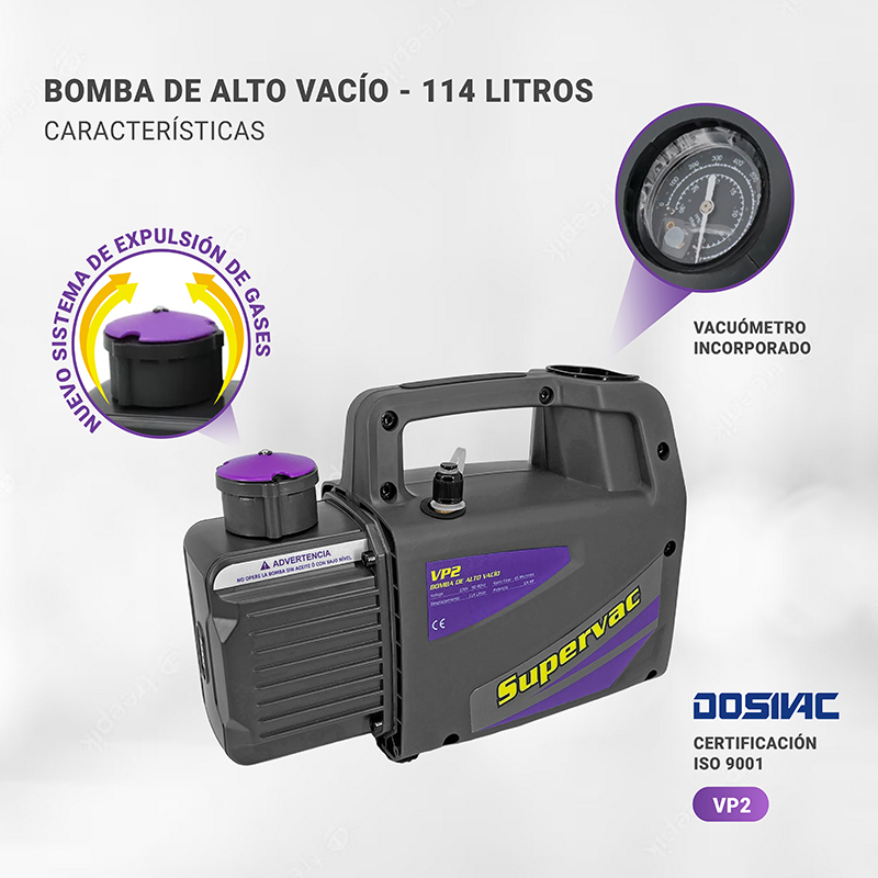 Bomba de Vacío Supervac 114l Con Vacuometro