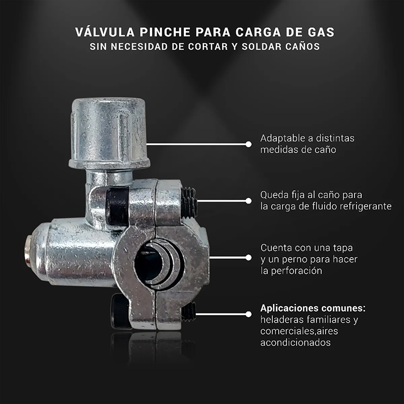 Válvula pinche para refrigeración 1/4" 5/16" 3/8"