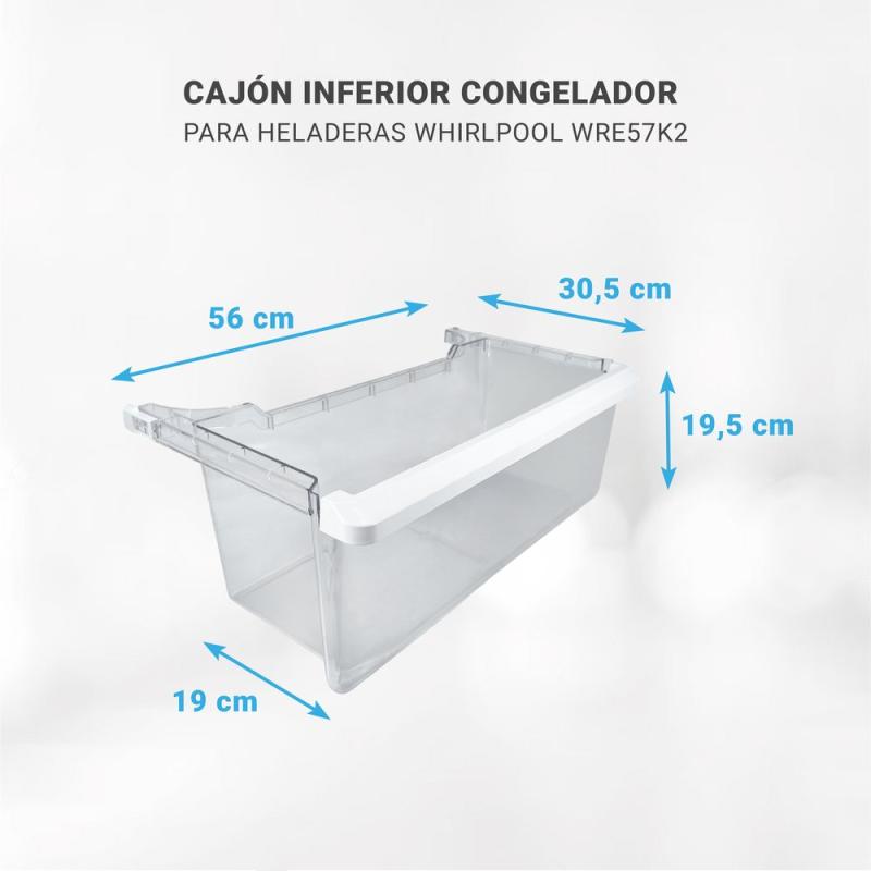 Cajon Acrilico Cesto Inferior Freezer Heladera Whirlpool Wre57k2
