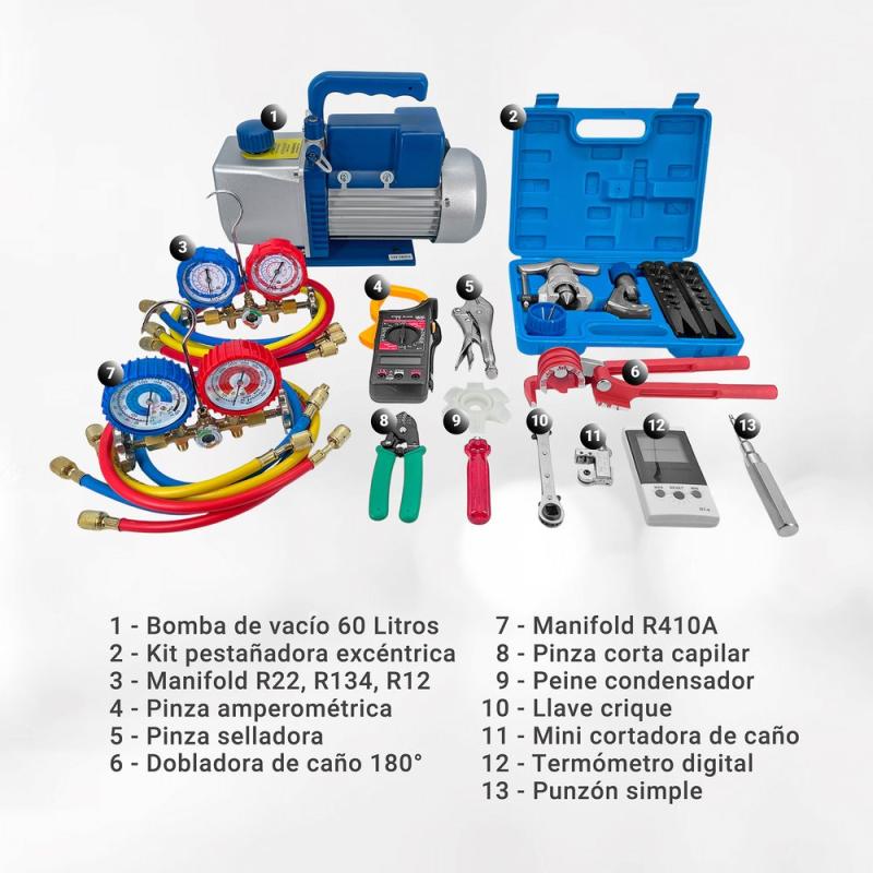 Kit Herramientas Refrigeracion 4 Bomba Vacio 60