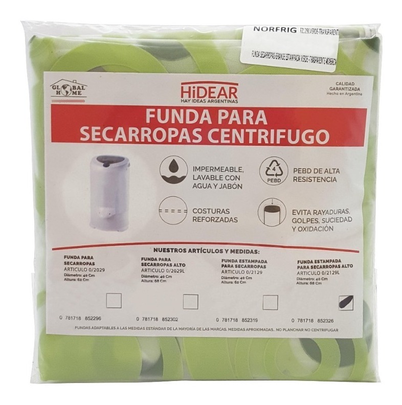 Funda Impermeable Secarropas Centrifugo Estampada 40x68 Cm