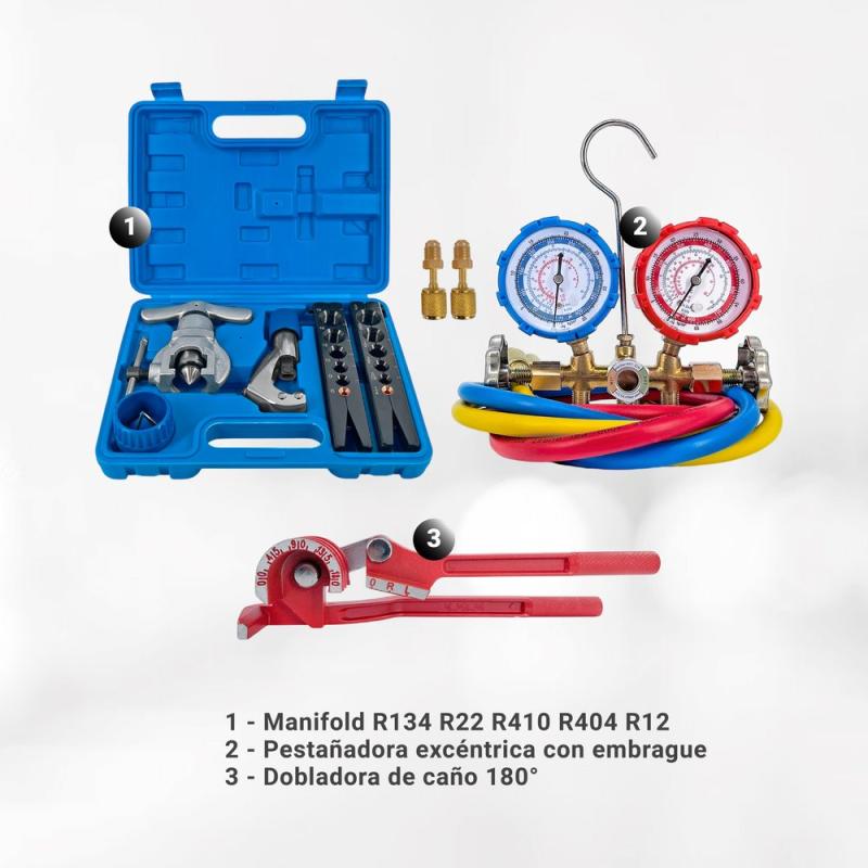 Kit Herramientas Refrigeracion Pestañadora Manifold R134 R22