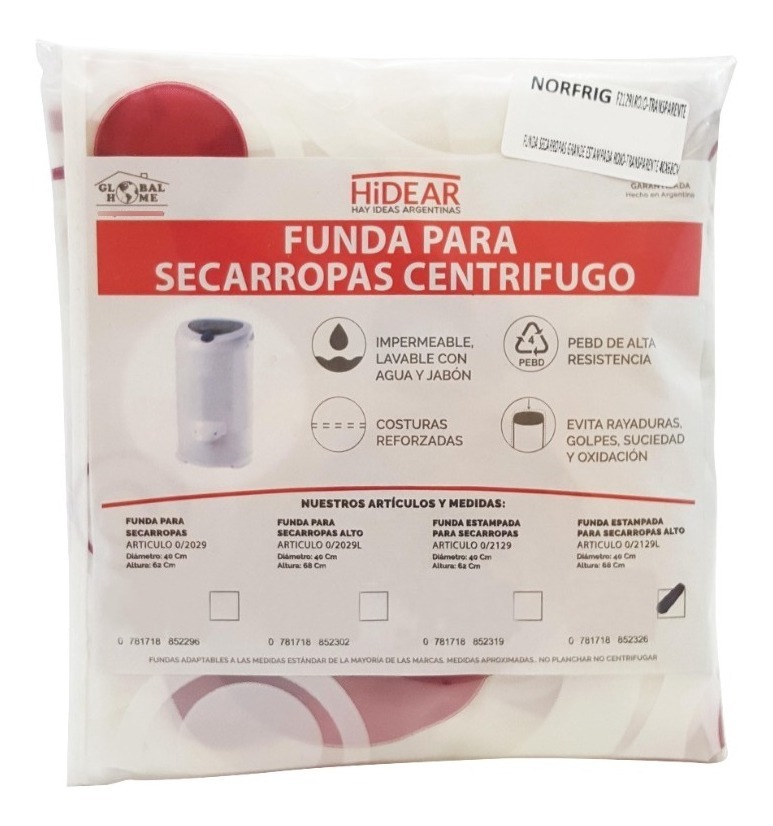 Funda Impermeable Secarropas Centrifugo Estampada 40x68 Cm
