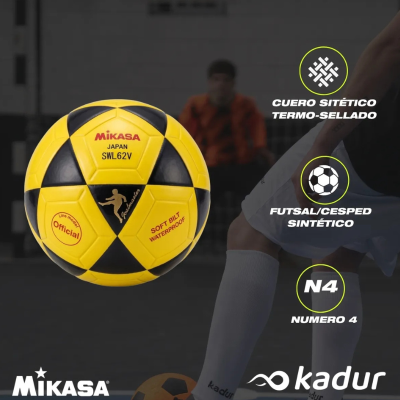 PELOTA FUTSAL SALA CUERO SINTÉTICO N4 MIKASA