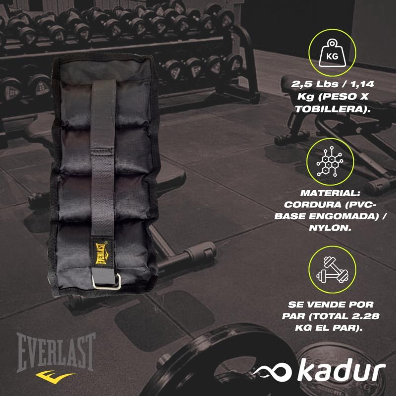 TOBILLERAS MUÑEQUERAS EVERLAST 5 LBS X PAR FITNESS