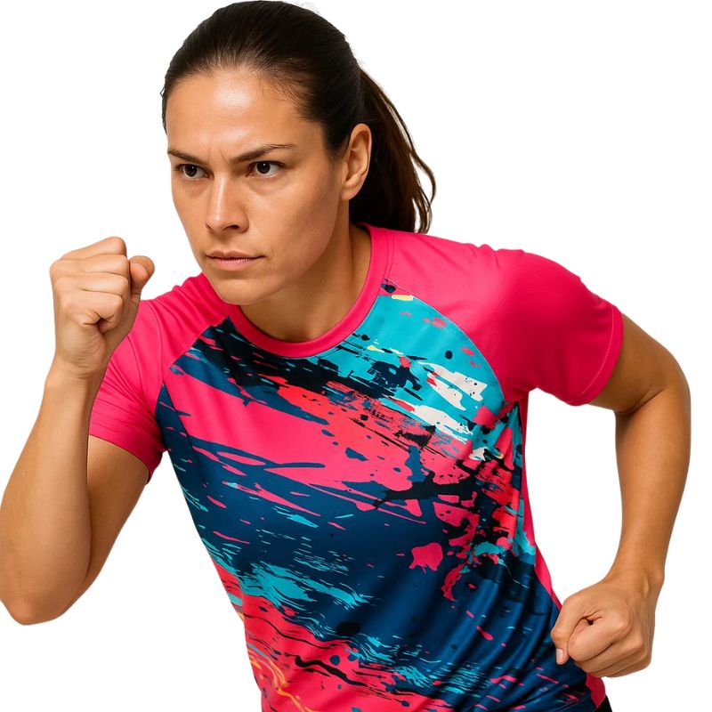 REMERA FEMENINA PROTECCION UV DEPORTIVA MANGA CORTA