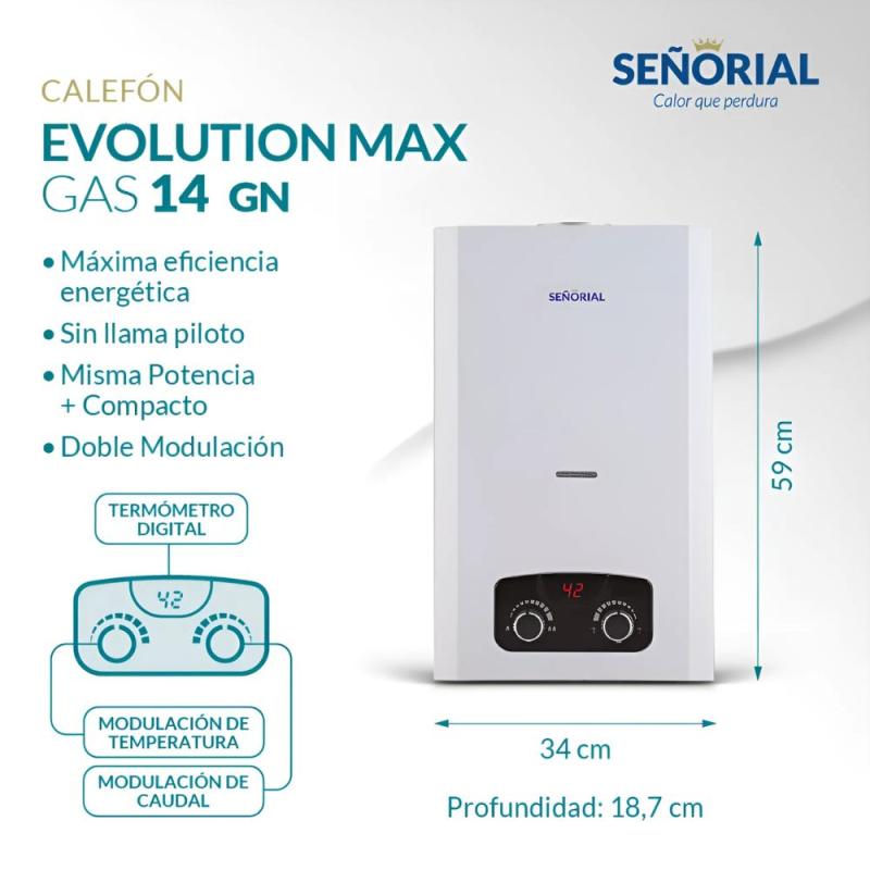 Calefon Señorial Gn14 Evolution Max Gas Natural 14l