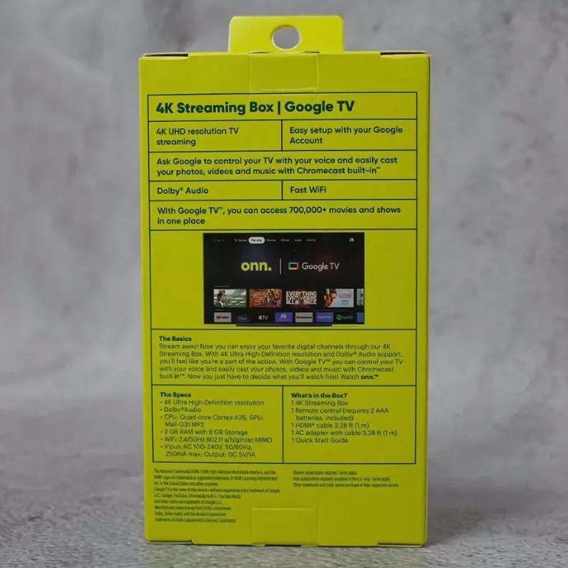 Google Watch Onn Streaming Tv Box 4K 8GB 2GB Ram