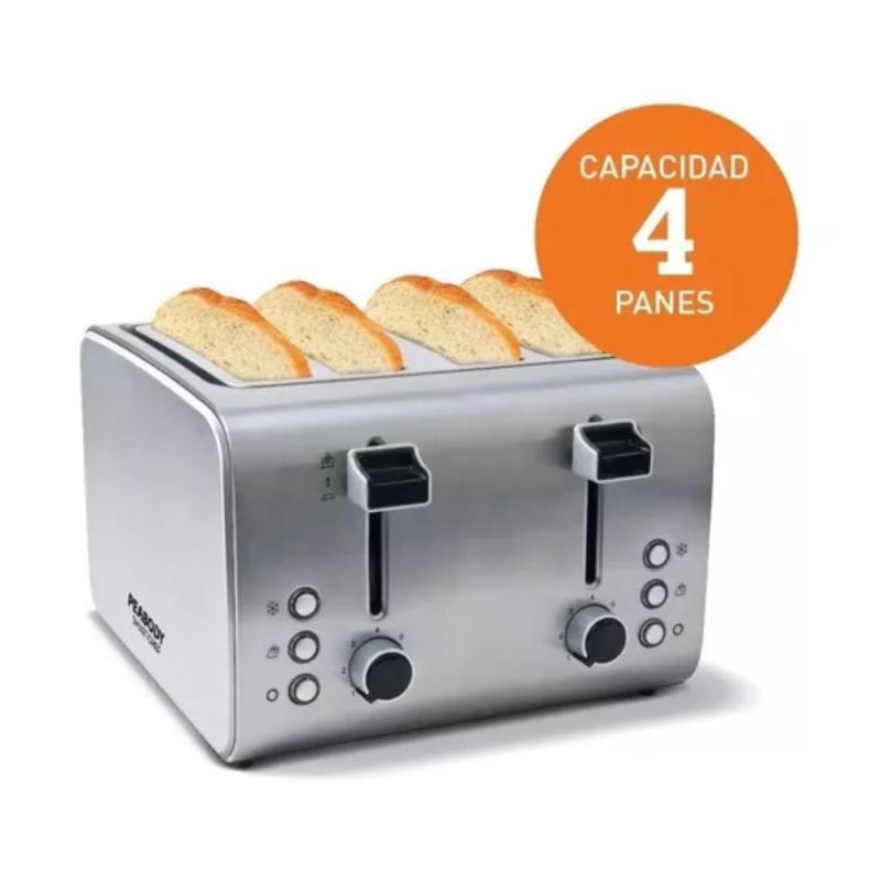 Tostadora Peabody T8520 4 Panes Acero Inox 1800wn