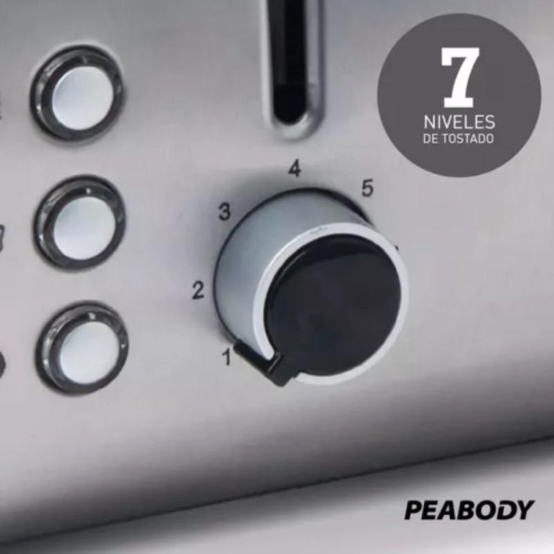 Tostadora Peabody T8520 4 Panes Acero Inox 1800wn