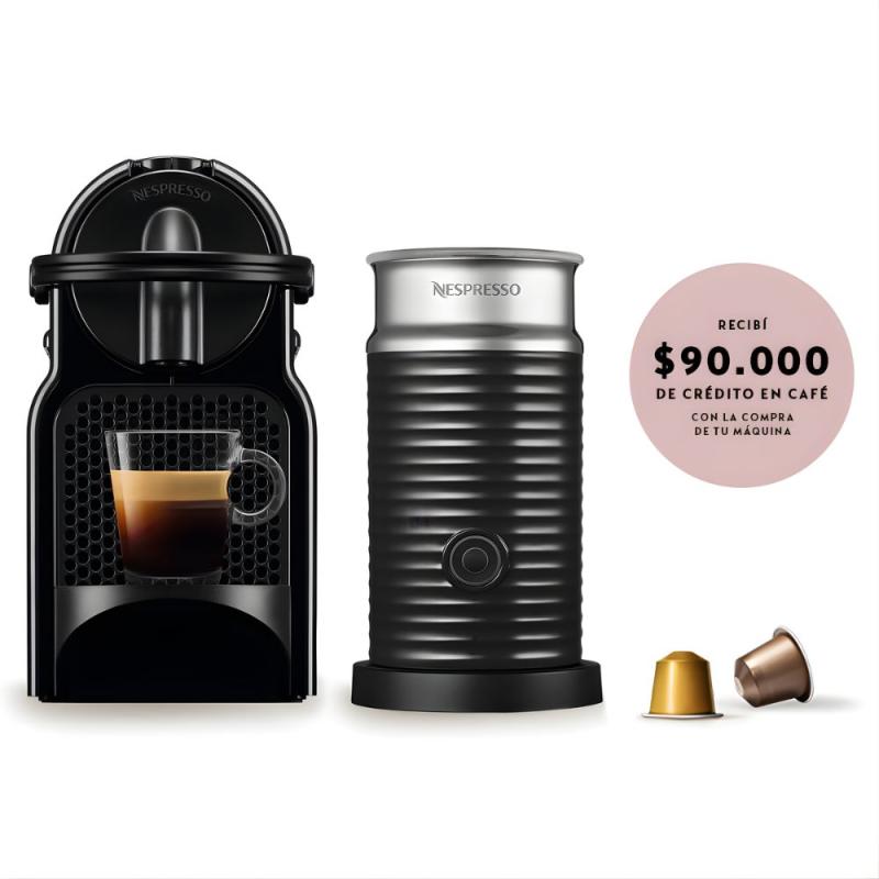 Cafetera Automática Nespresso Inissia A3d40bk + Aeroccino Negro